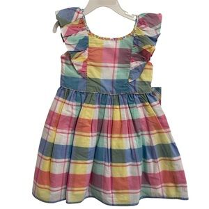 🌺 Tommy Bahama Kids Girls Dress Size 4T Multicolor Plaid Bow NEW With Tags